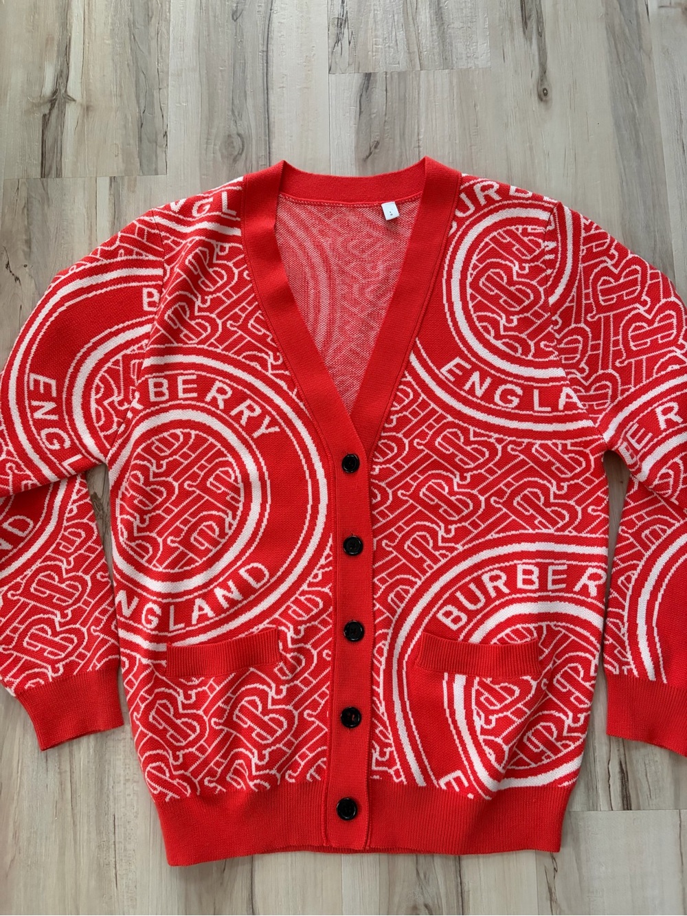 Boutique Jacquard V-Neck Cardigan Size Large